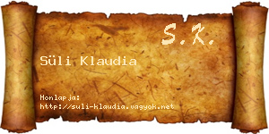 Süli Klaudia névjegykártya
